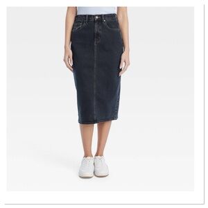 Women’s High Rosie Denim Midi Skirt Universal Thread Black Wash